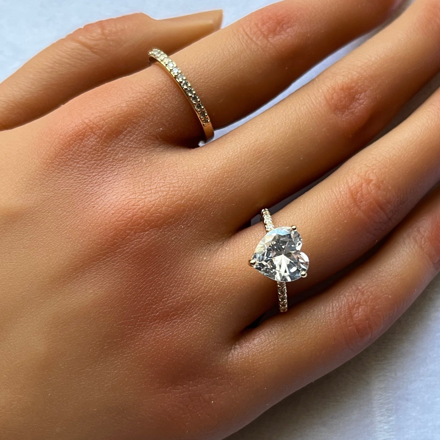 Gold Filled Florentine Heart Ring Set