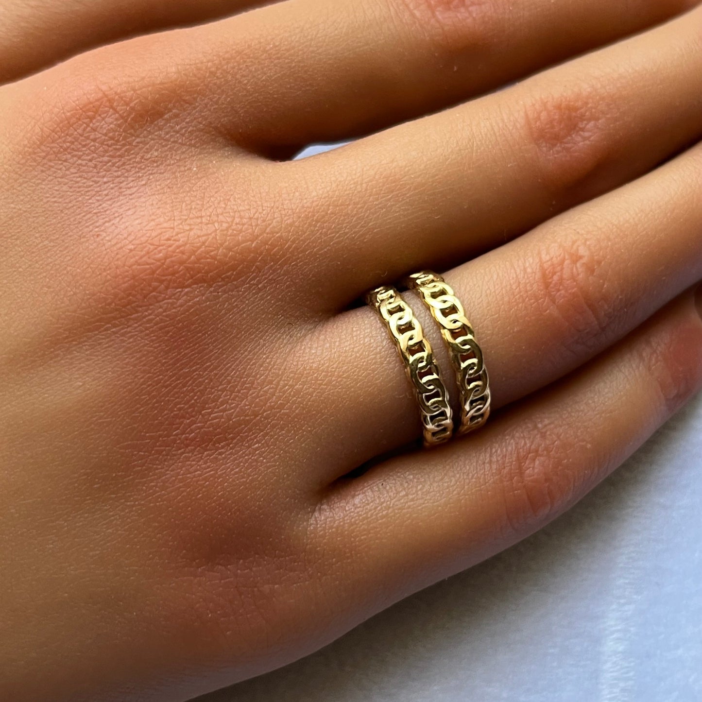 Gold Plated Stainless Steel Open Cuff Chain Ring