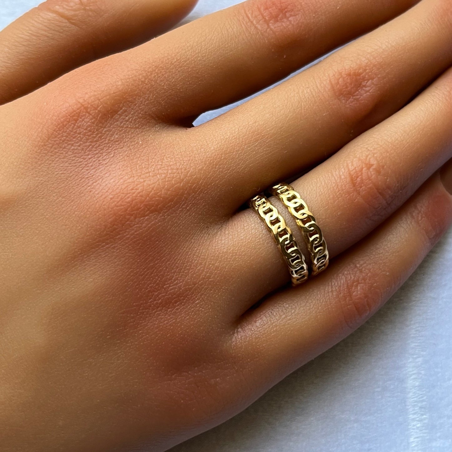 Gold Plated Stainless Steel Open Cuff Chain Ring