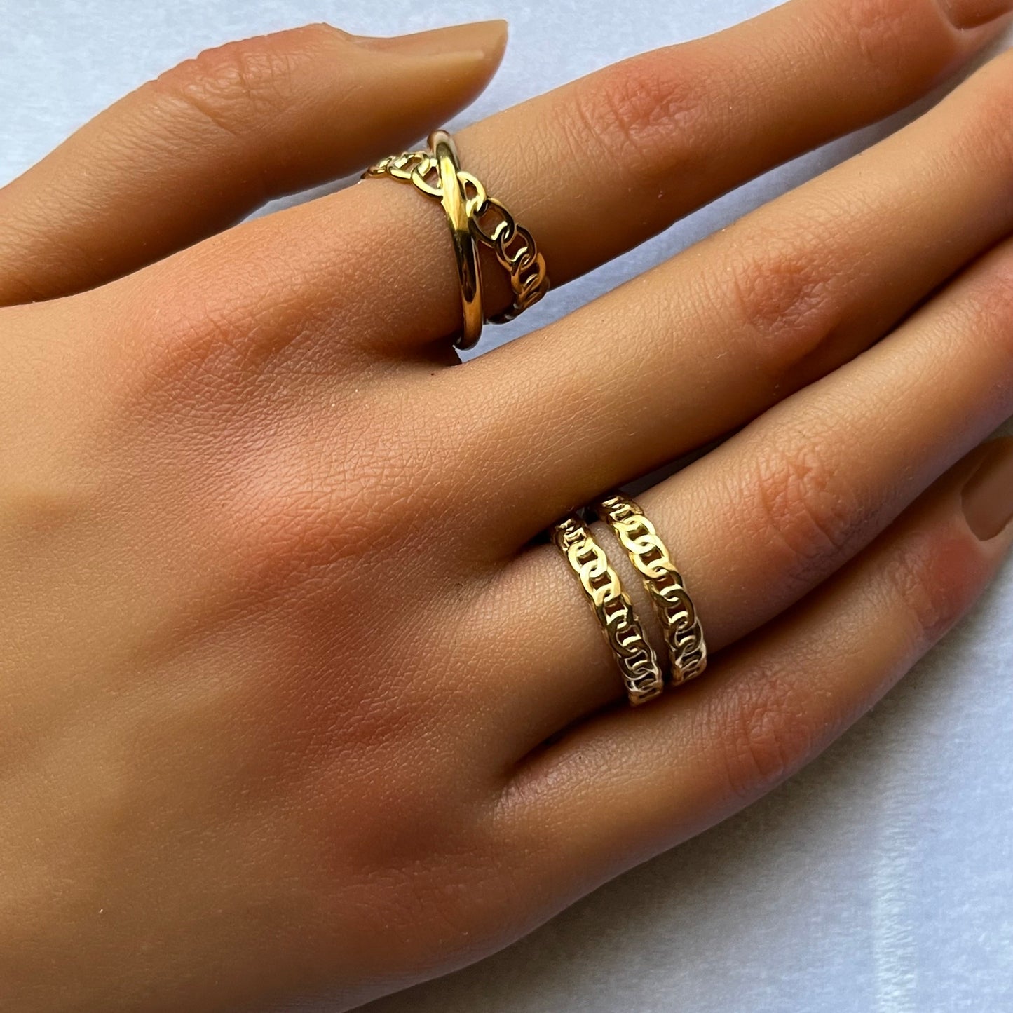 Gold Plated Stainless Steel Open Cuff Chain Ring