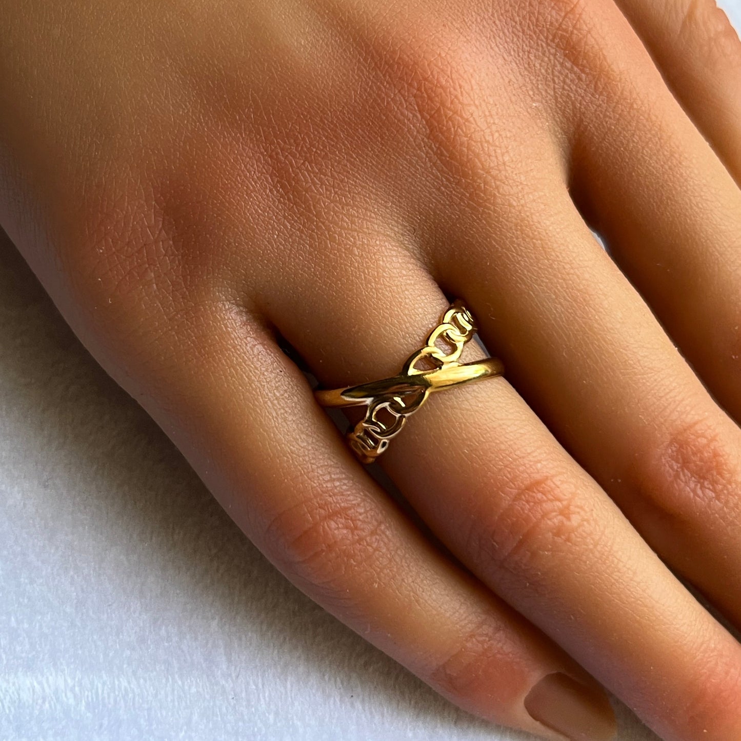 Gold Plated Stainless Steel Linked Cuff Chain Ring