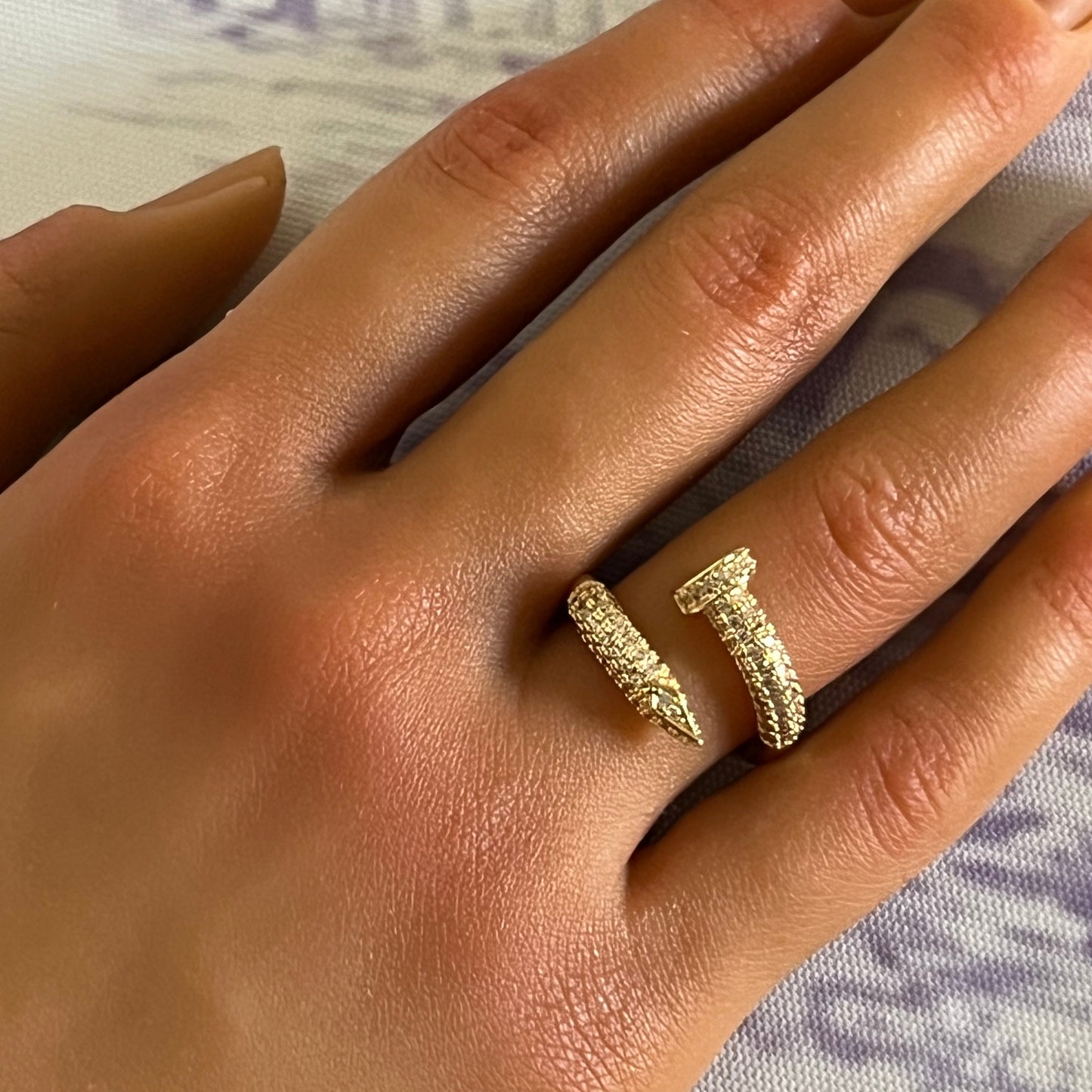 Gold Filled Pave Crystal Open Band Ring