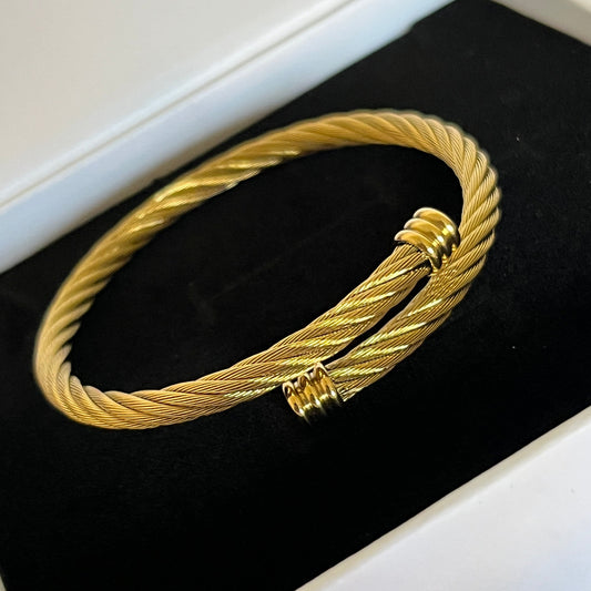 18K Gold Plated Stainless Steel Luxe Twist Cable Cuff Bracelet