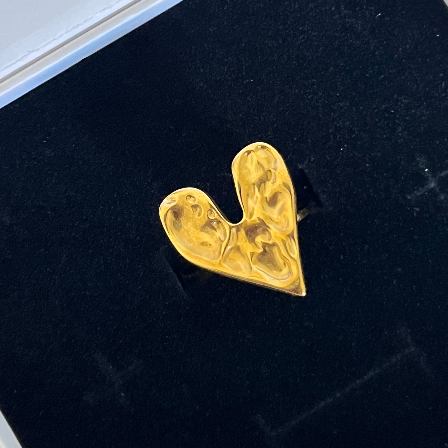 18K Gold Plated Stainless Steel Molten Love Adjustable Heart Ring