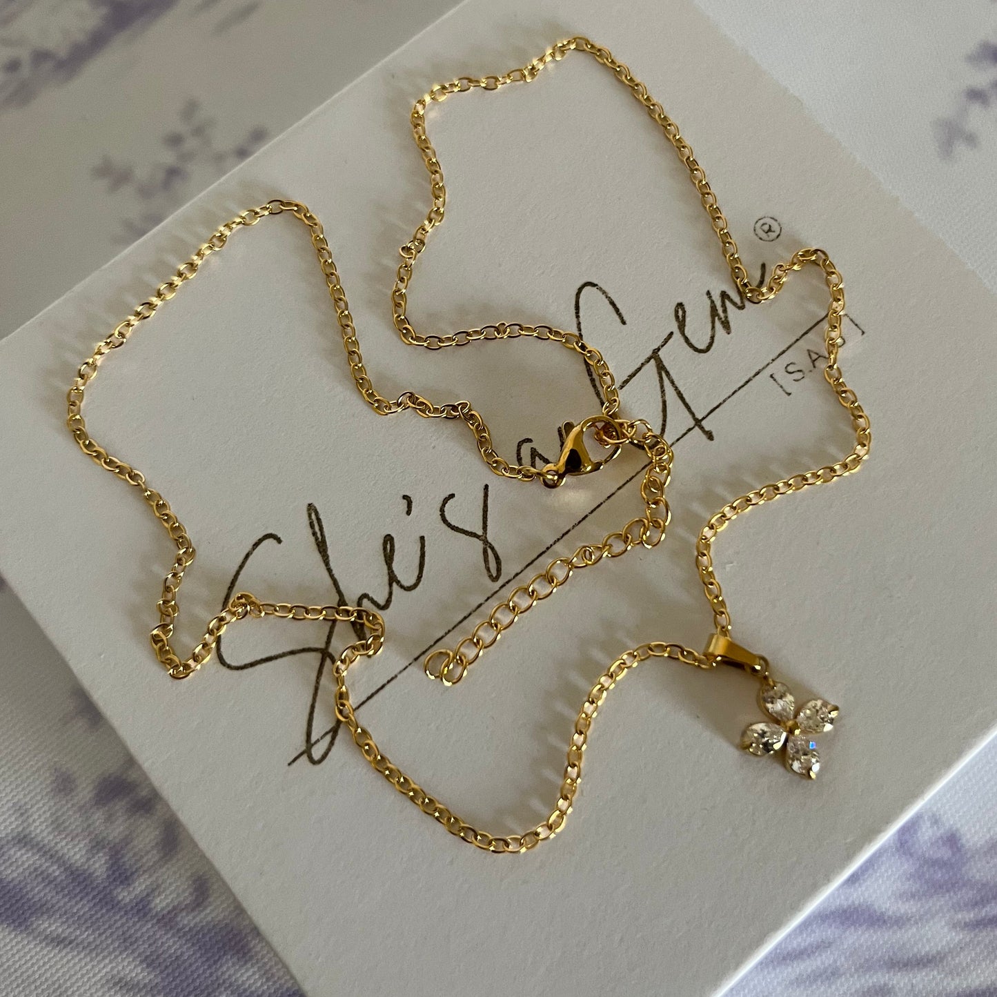 Gold Plated Stainless Steel Bloom Floral Pendant Necklace