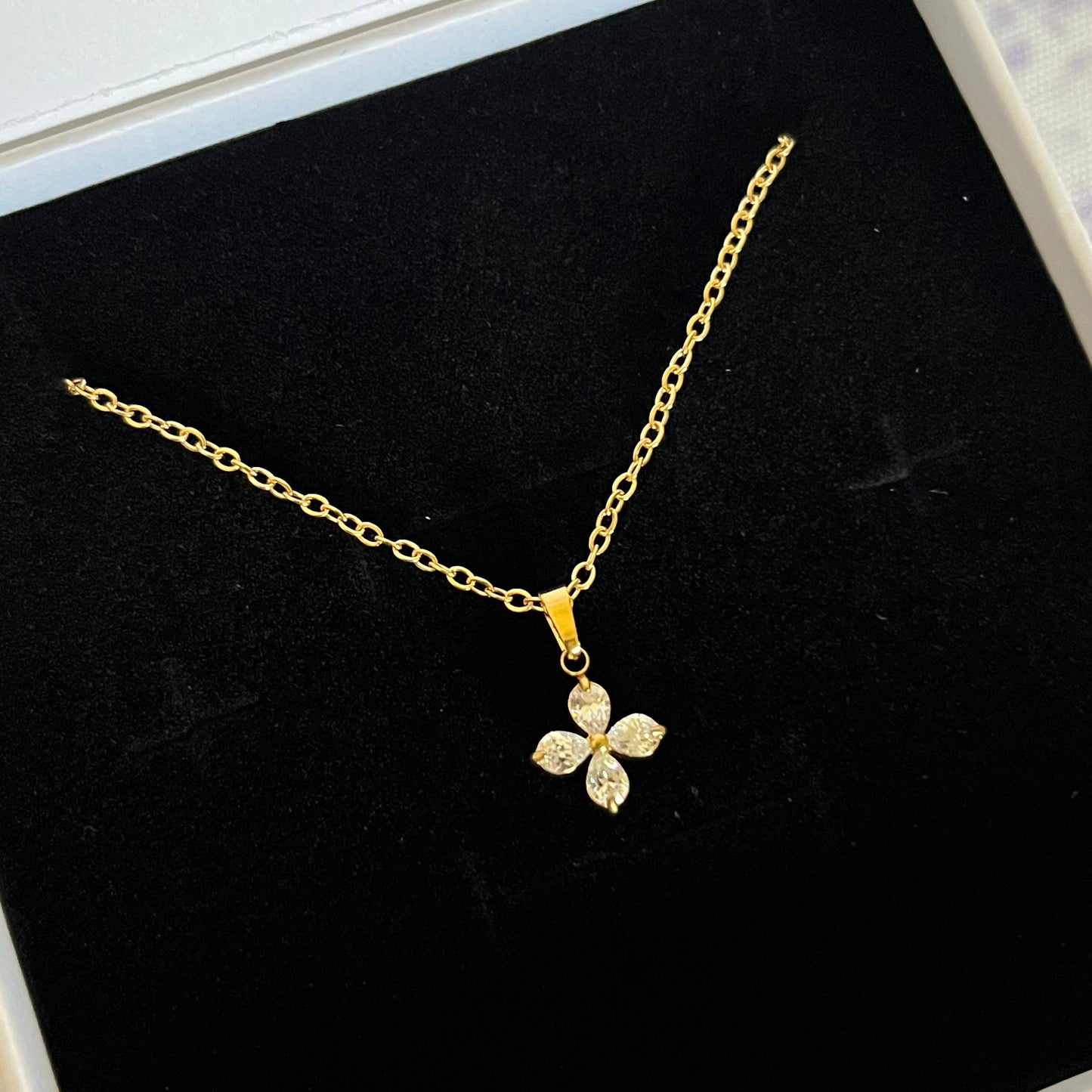 Gold Plated Stainless Steel Bloom Floral Pendant Necklace