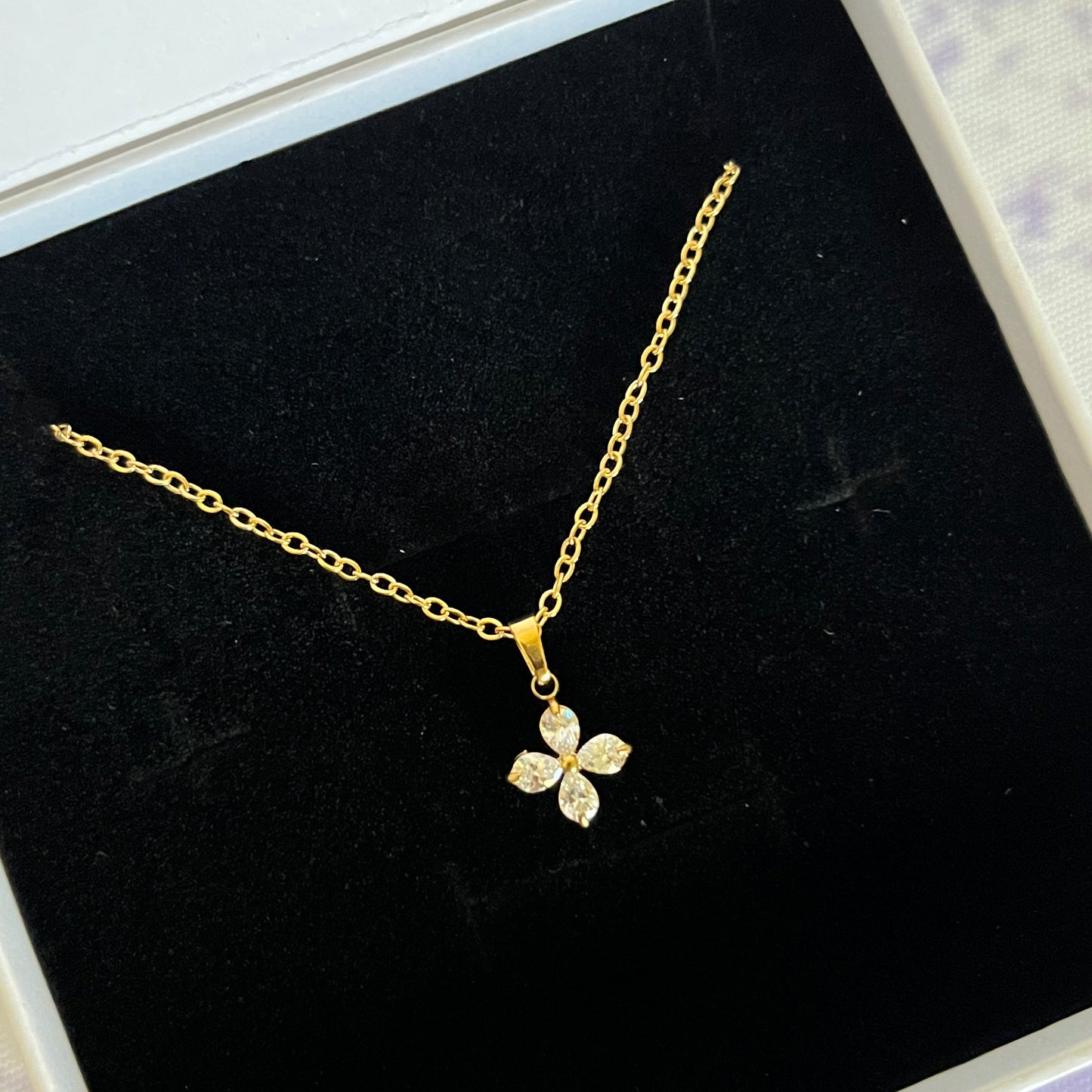 Gold Plated Stainless Steel Bloom Floral Pendant Necklace