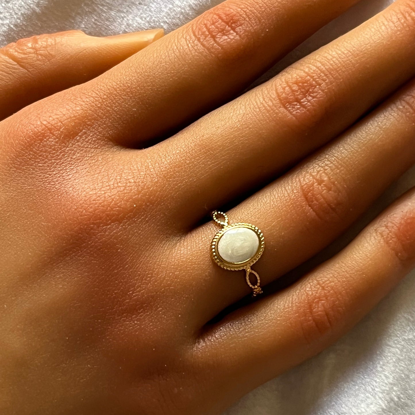 18K Gold Plated Stainless Steel Vintage Cameo Adjustable Ring