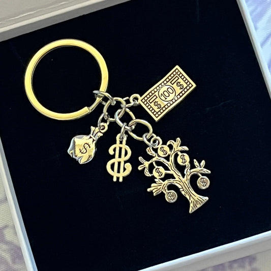 Silver Money Tree Keychain Charm