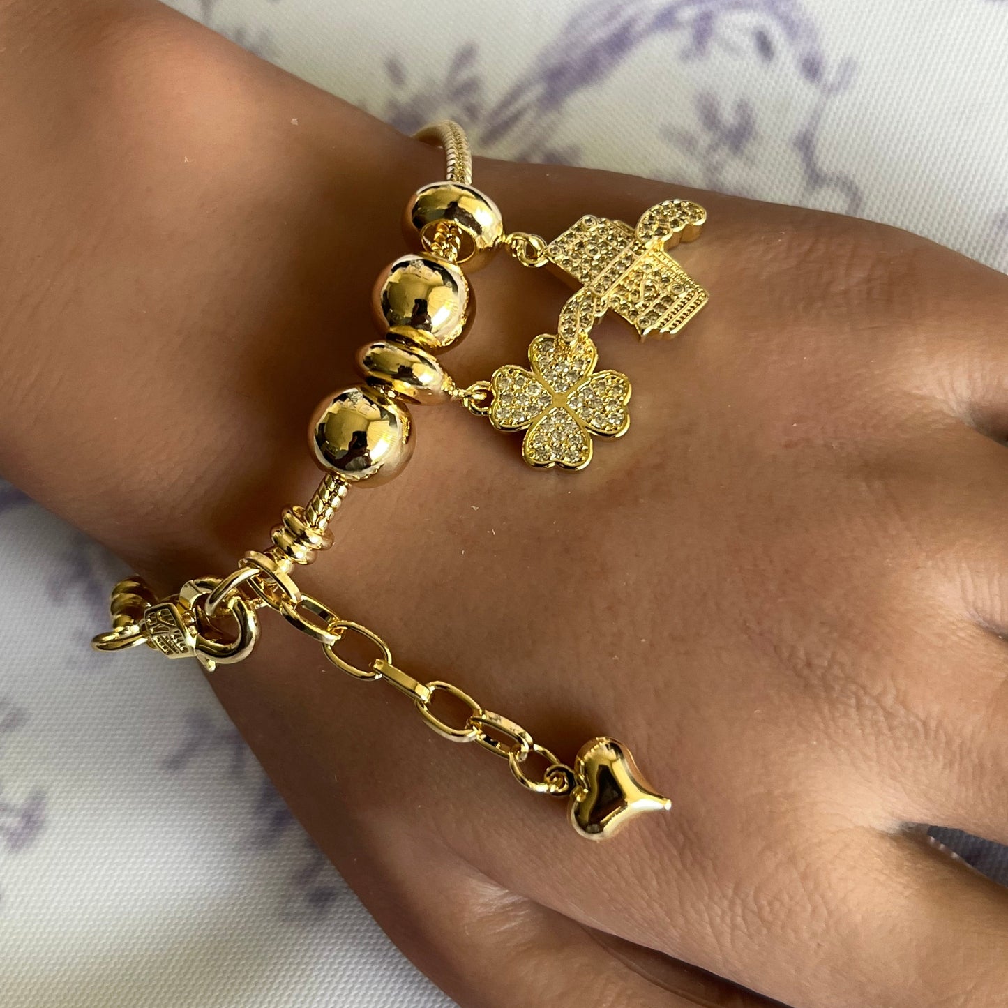Gold Filled Lucky Money Fortune Charm Bracelet