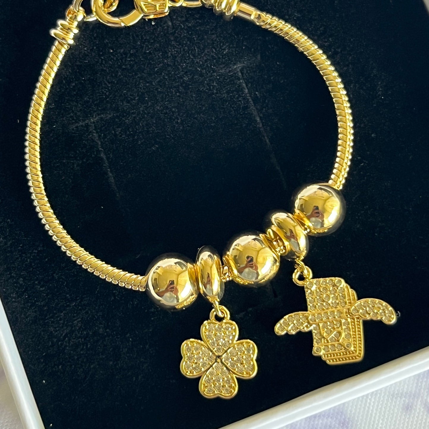 Gold Filled Lucky Money Fortune Charm Bracelet