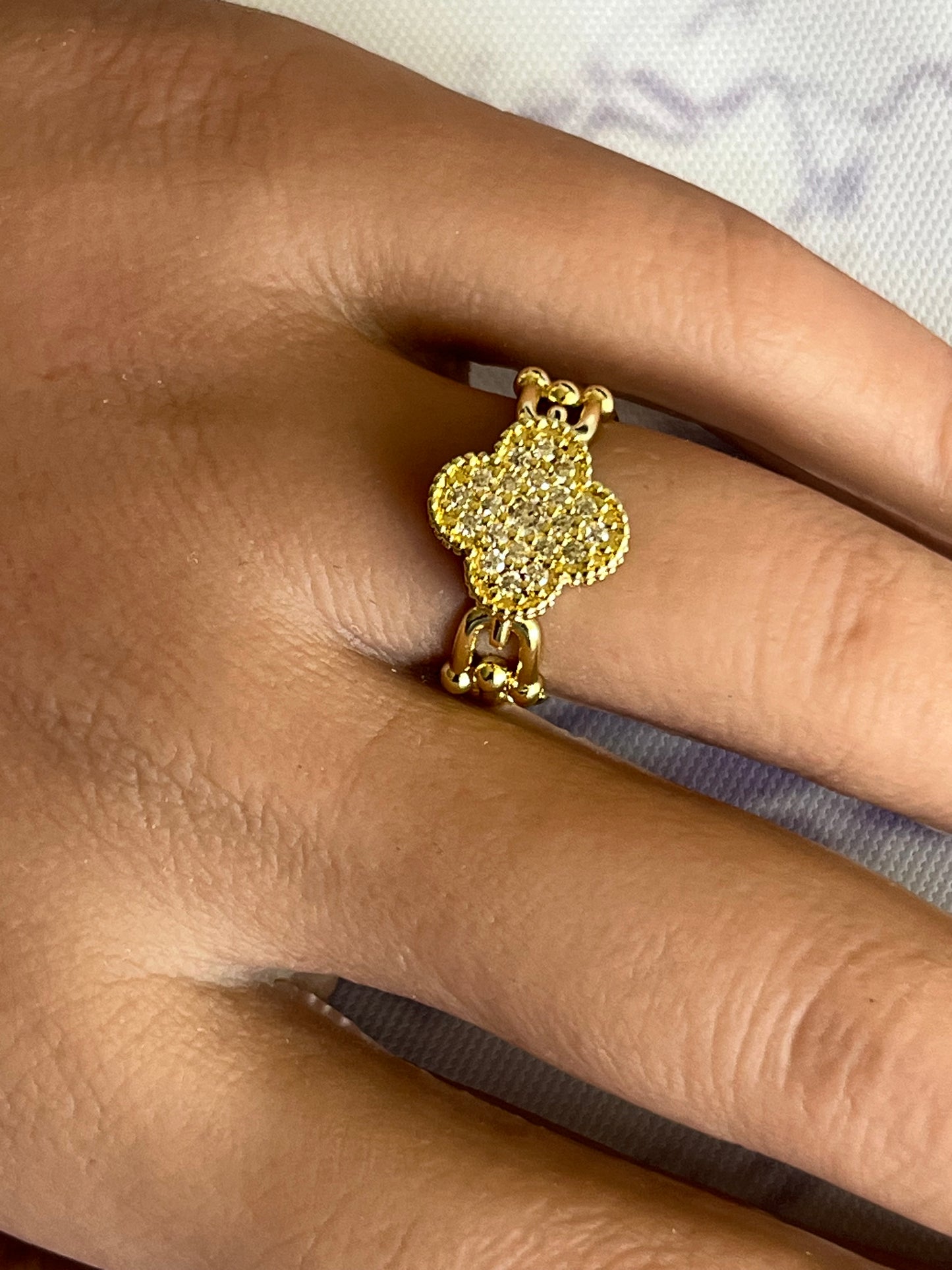 Gold Filled Adjustable Clover Ring