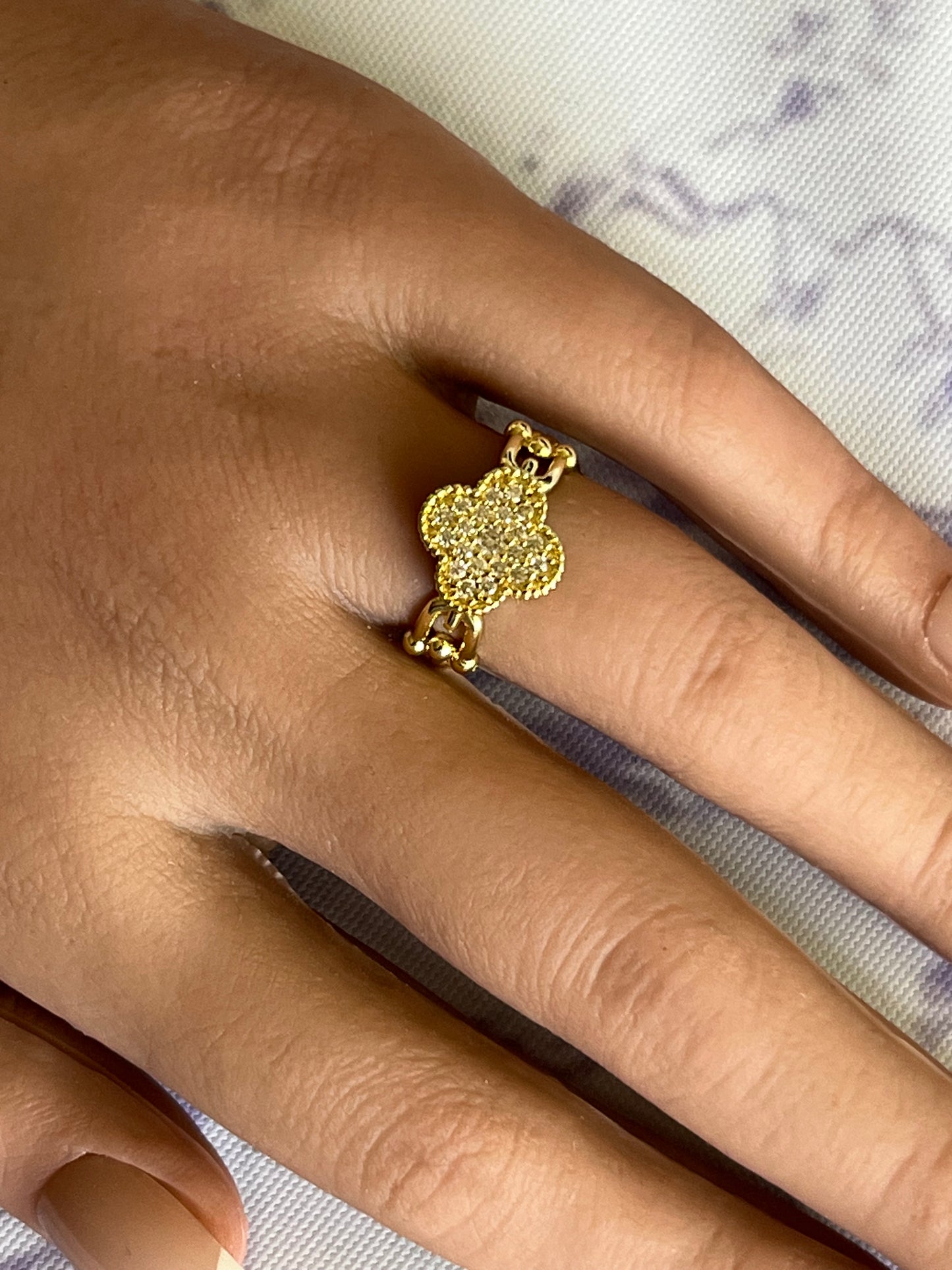 Gold Filled Adjustable Clover Ring