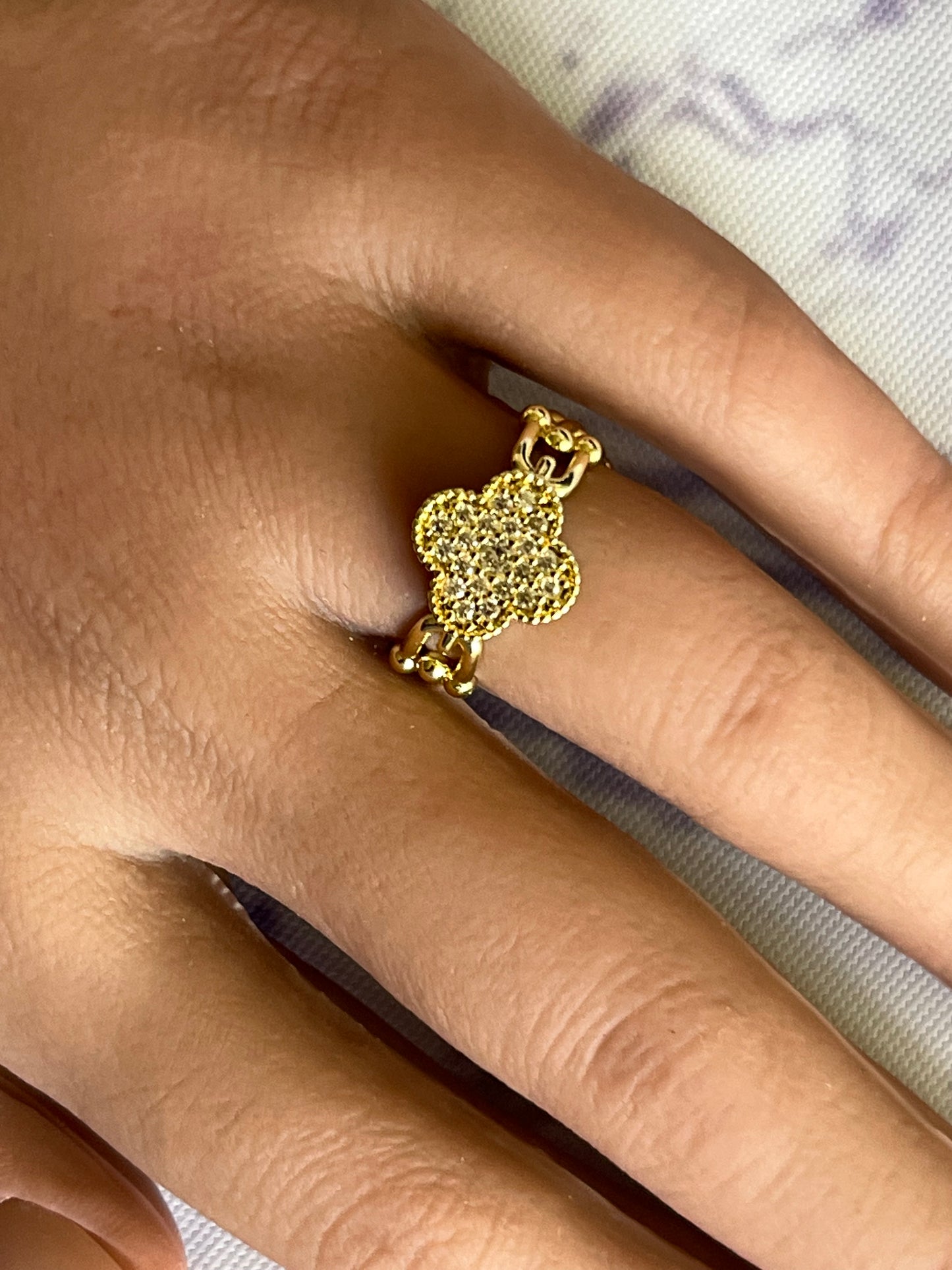 Gold Filled Adjustable Clover Ring