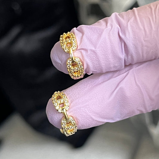 Gold Filled Huggie Link Hoop Earrings