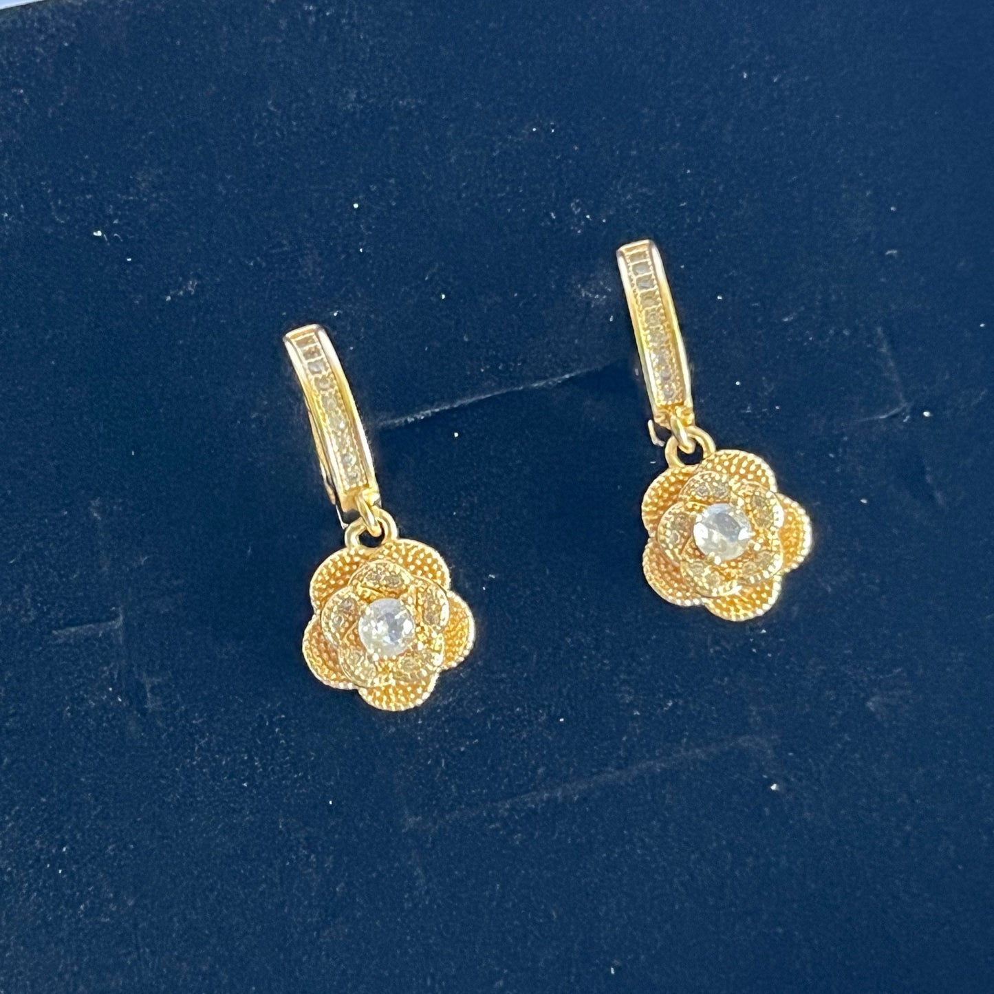 Gold Filled Flower Dangle Earrings