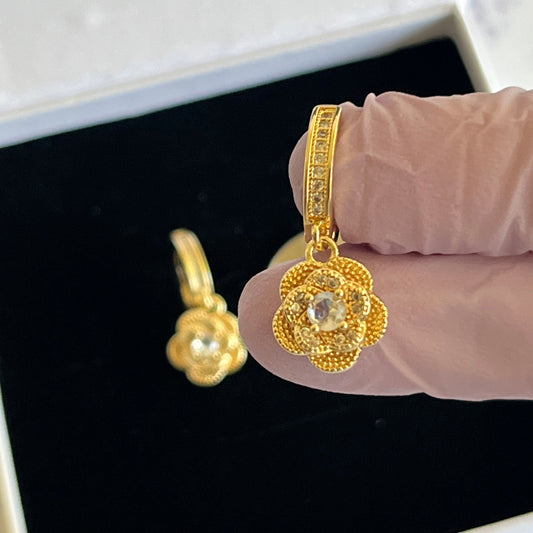 Gold Filled Flower Dangle Earrings