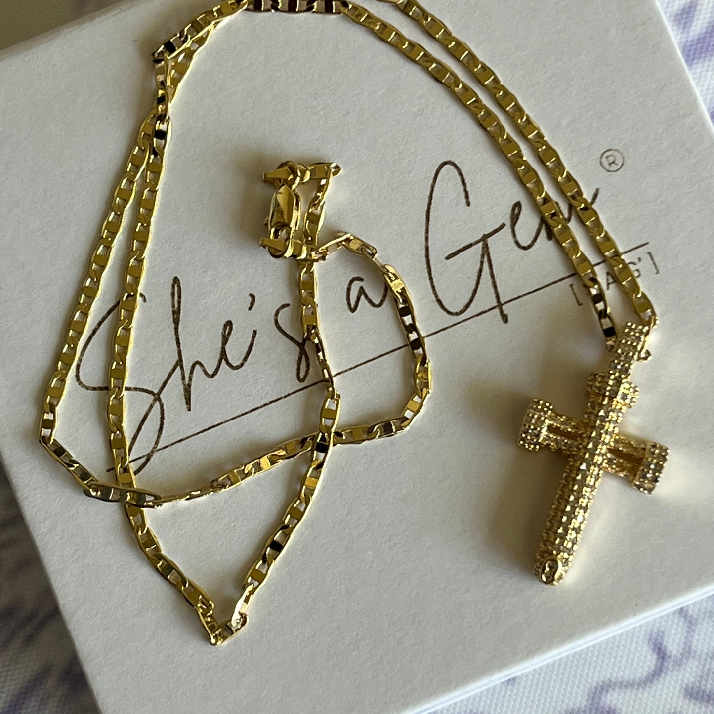 Gold Filled Nail Cross Pendant Necklace