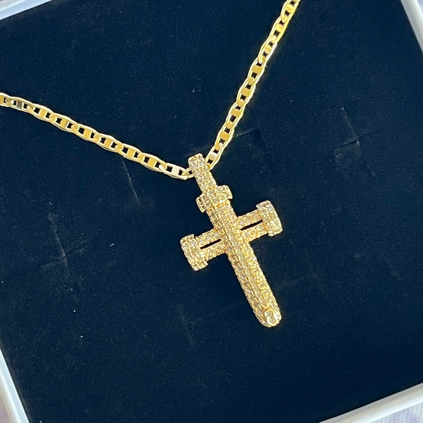 Gold Filled Nail Cross Pendant Necklace