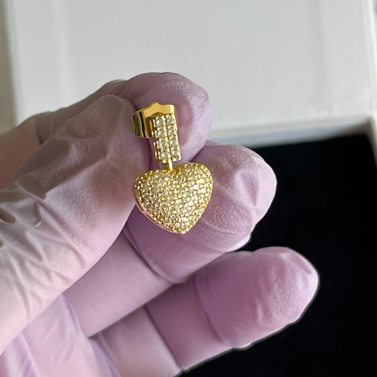 Gold Filled Sparkling Heart Drop Earrings