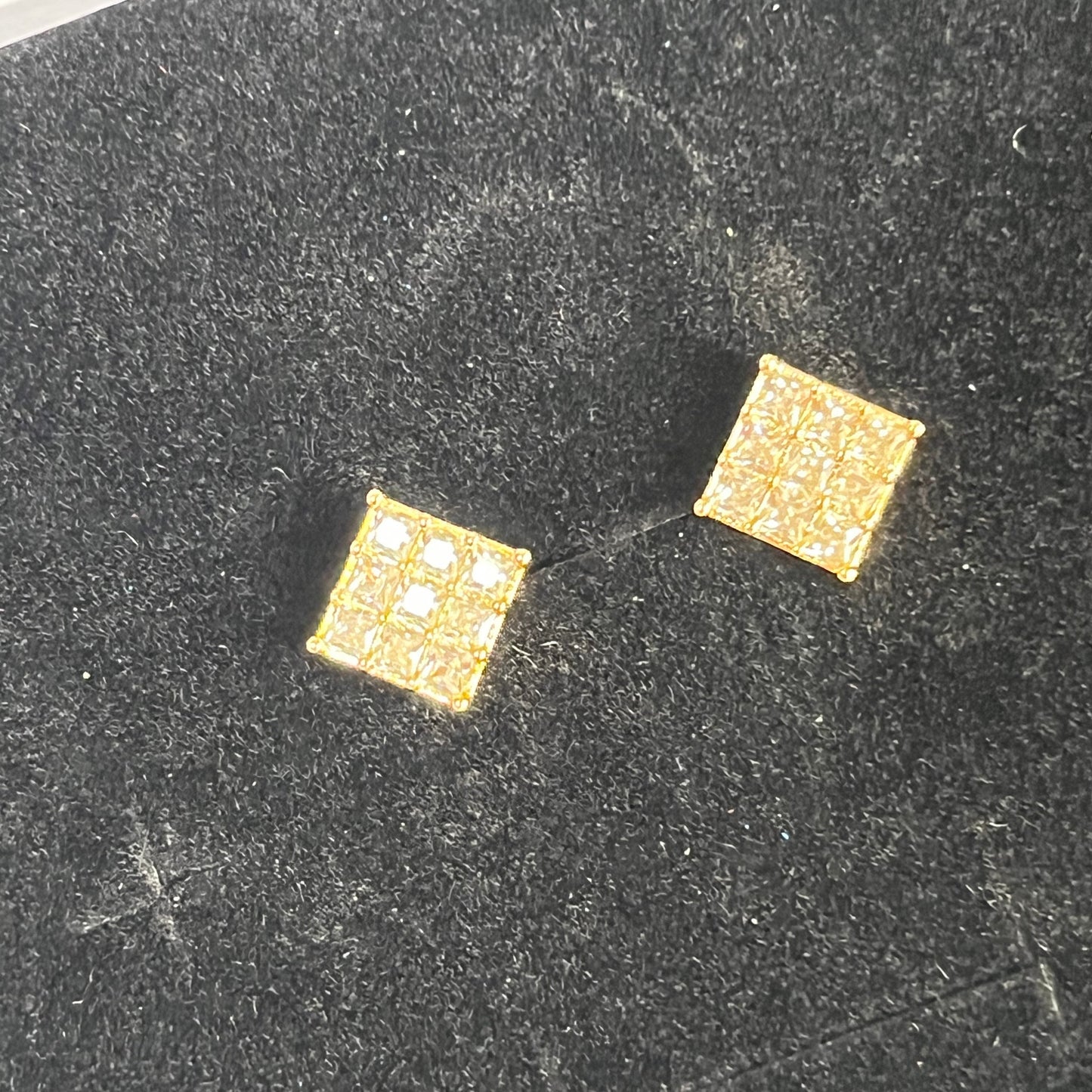 Gold Filled Gold Square Pave Stud Earrings