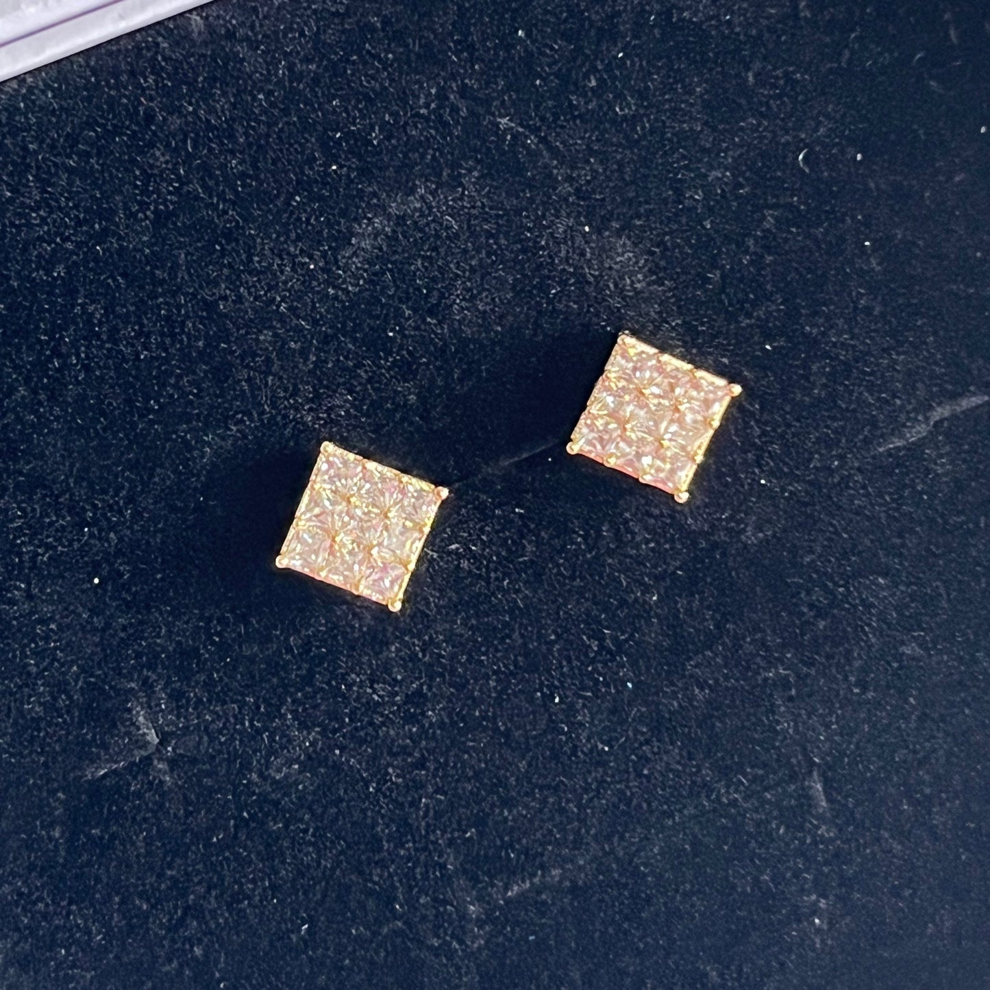 Gold Filled Gold Square Pave Stud Earrings
