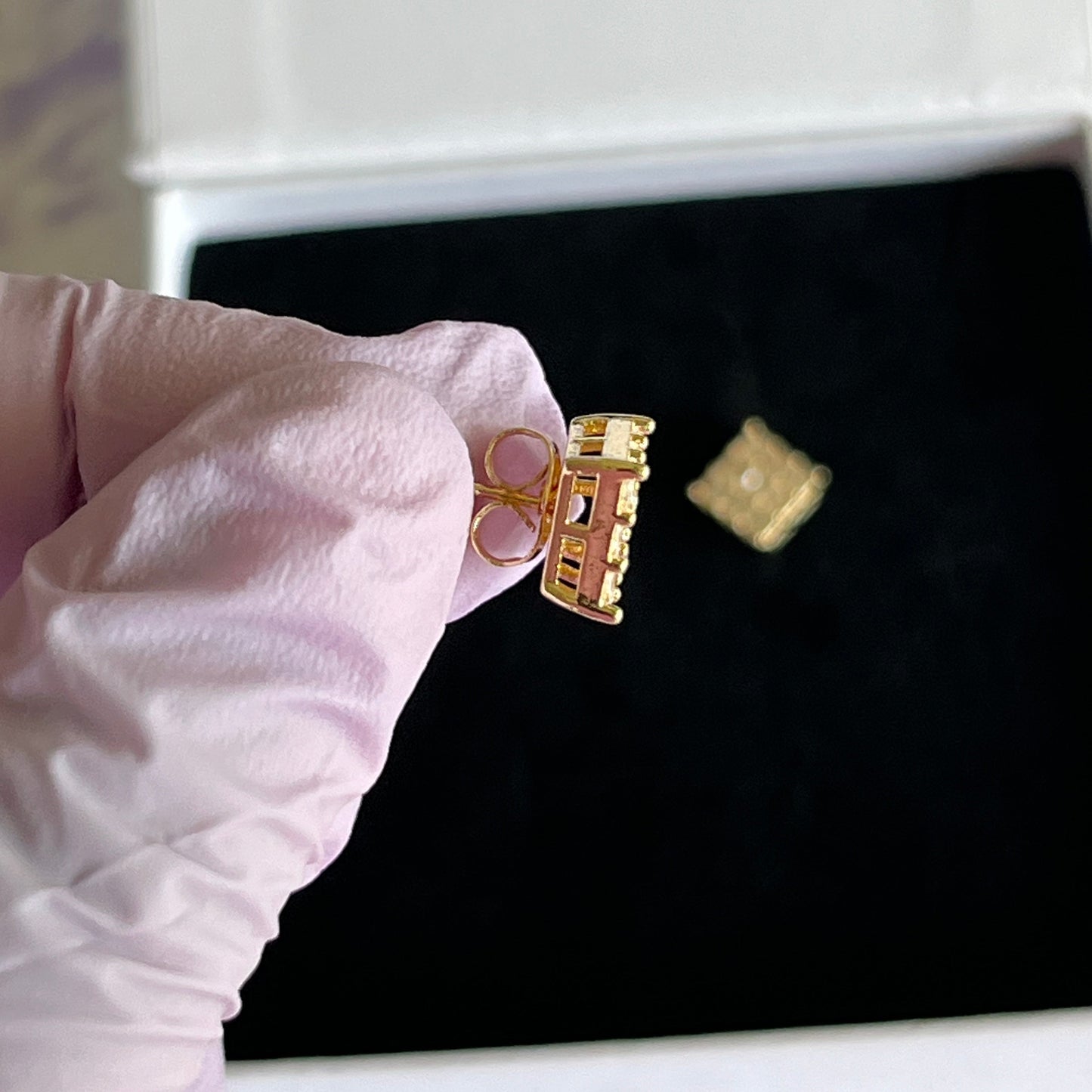 Gold Filled Gold Square Pave Stud Earrings