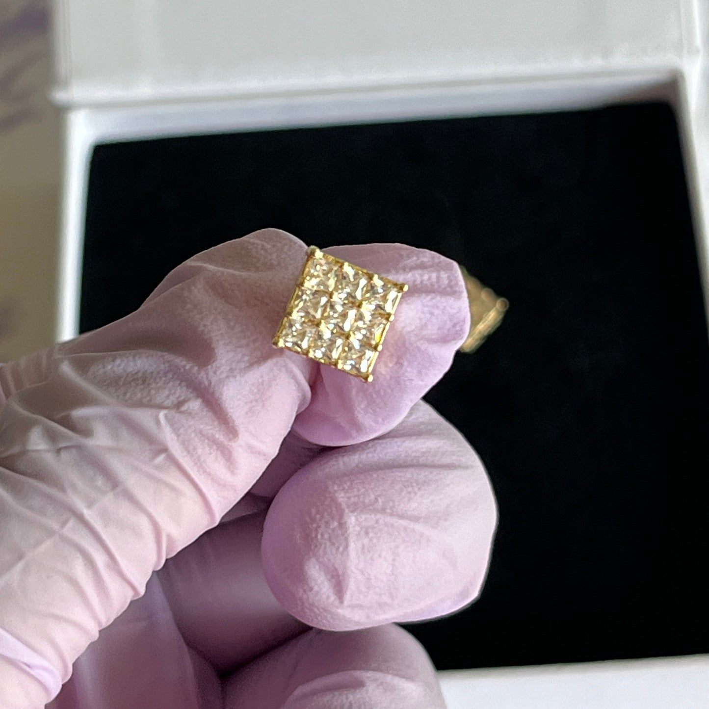 Gold Filled Gold Square Pave Stud Earrings