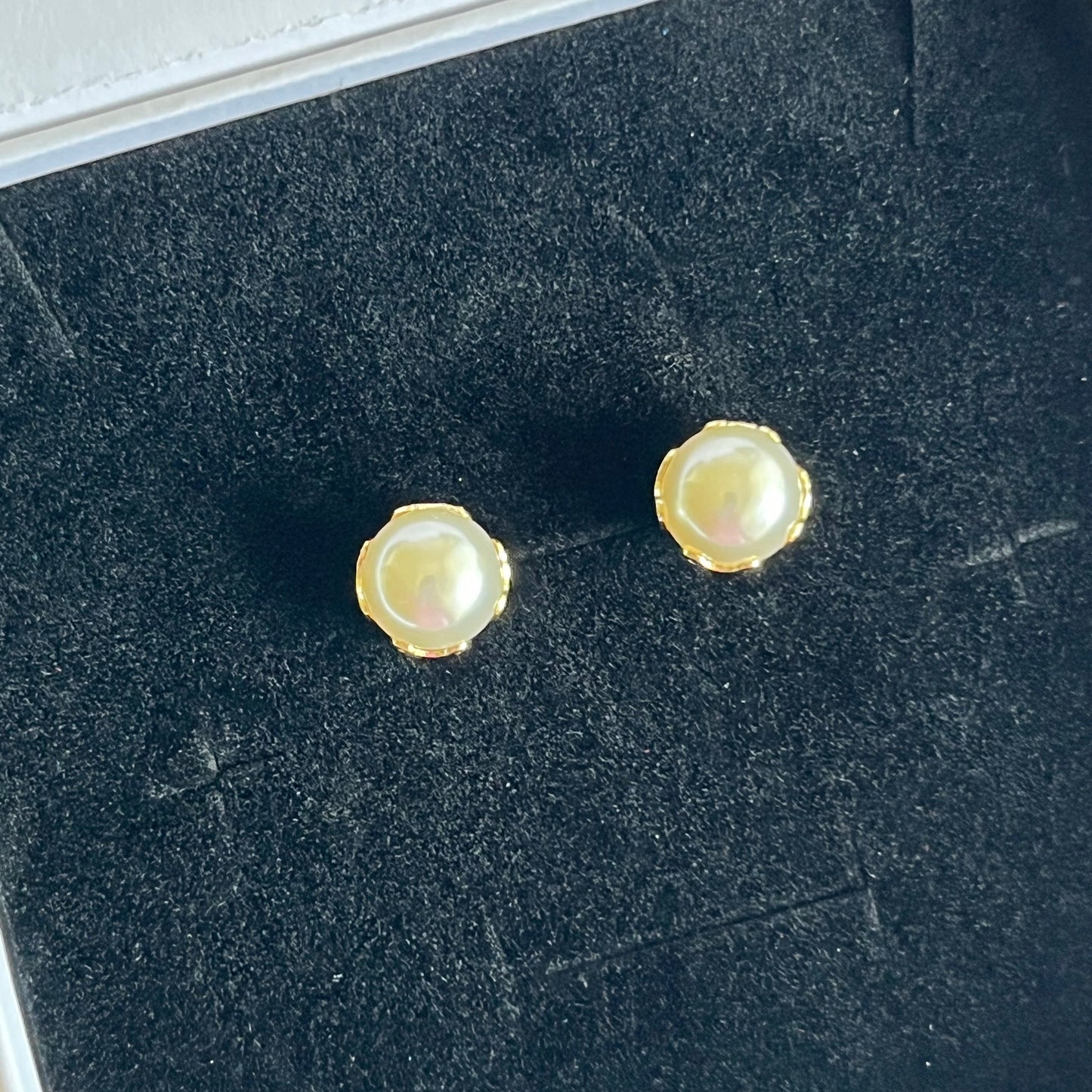 Gold Filled Heart Imitation Pearl Stud Earrings