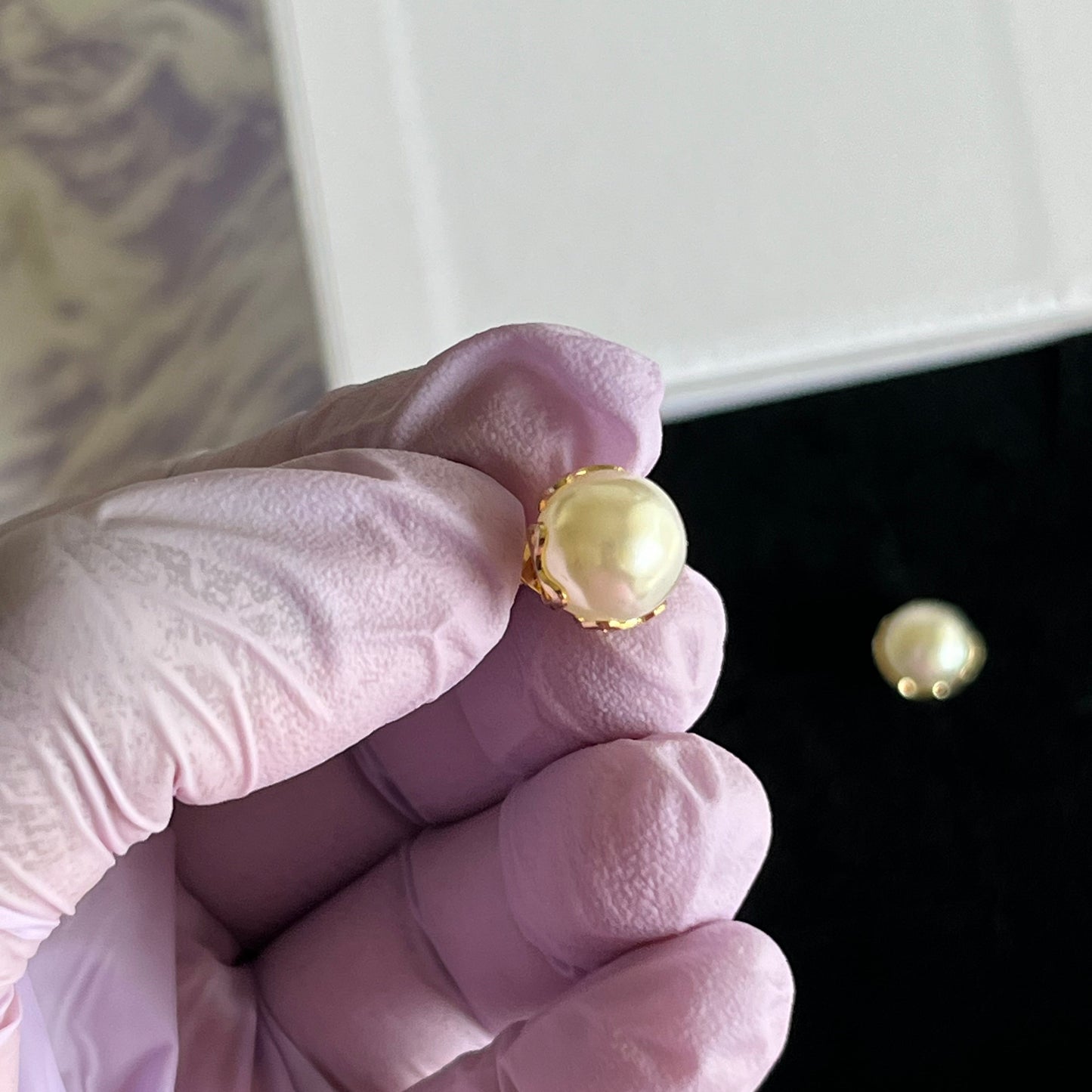 Gold Filled Heart Imitation Pearl Stud Earrings