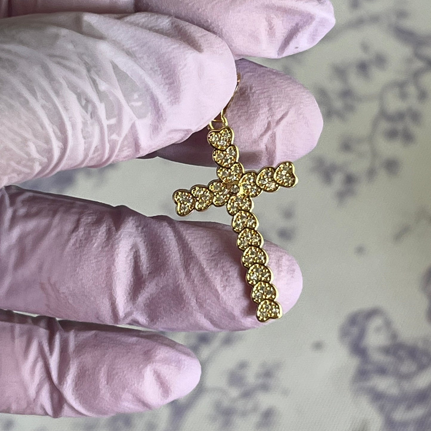 Gold Filled Hearts Cross Pendant