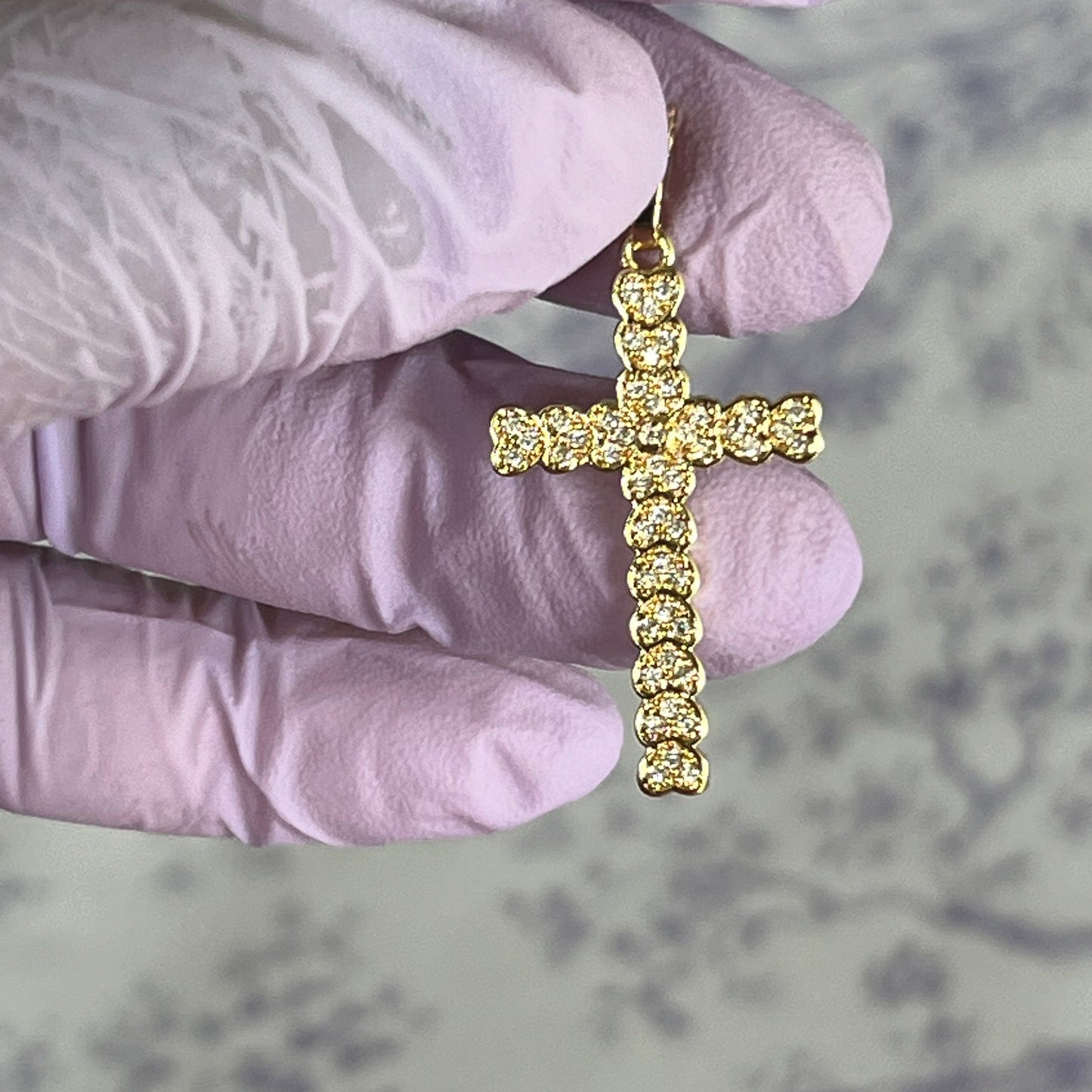 Gold Filled Hearts Cross Pendant
