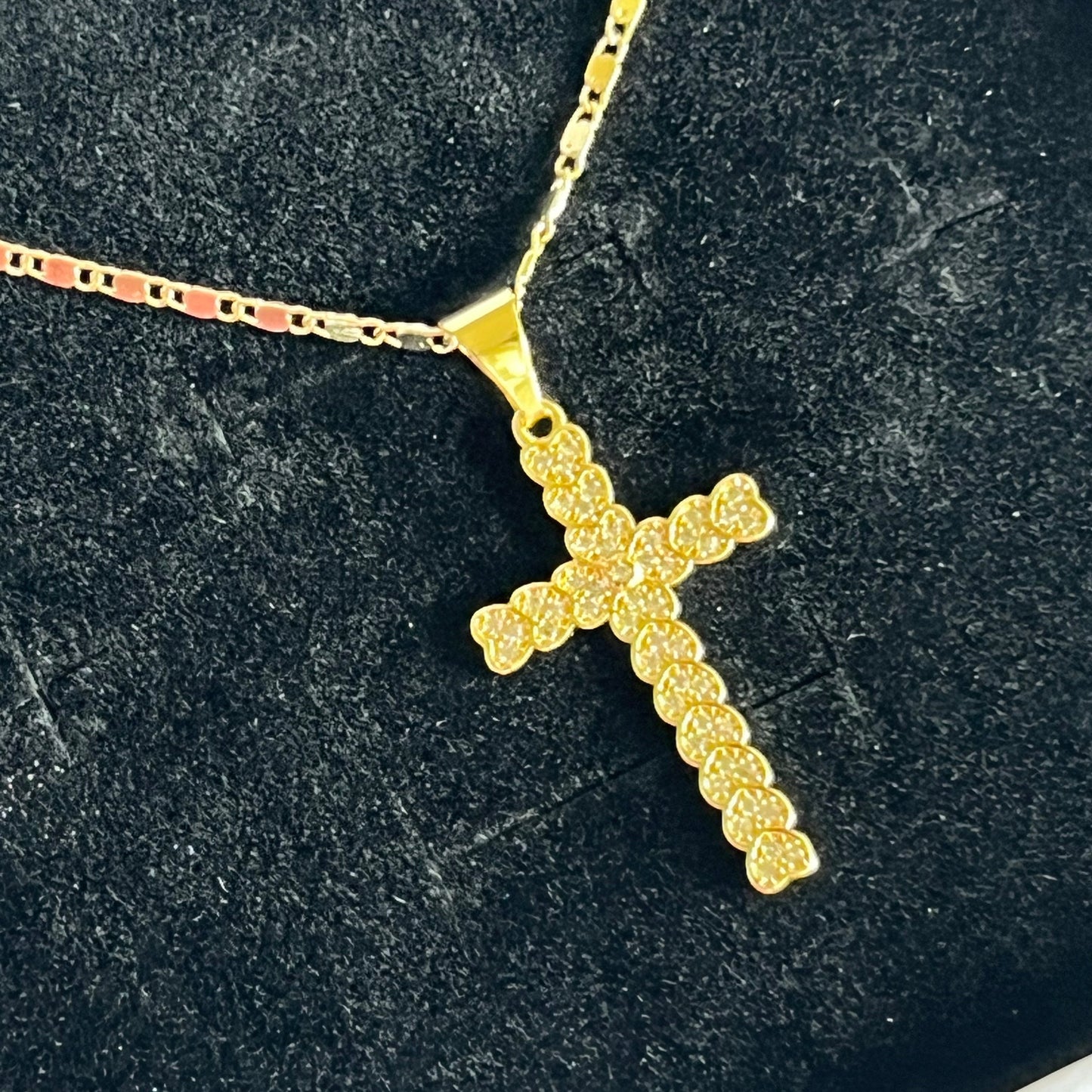 Gold Filled Hearts Cross Pendant Necklace