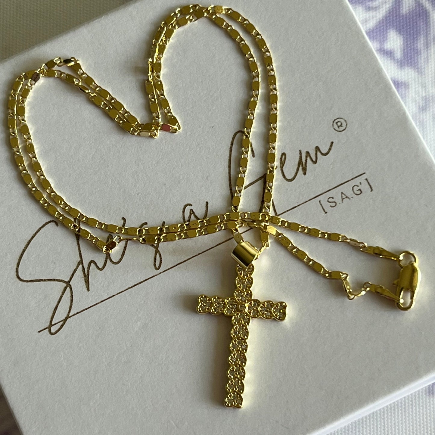 Gold Filled Hearts Cross Pendant Necklace