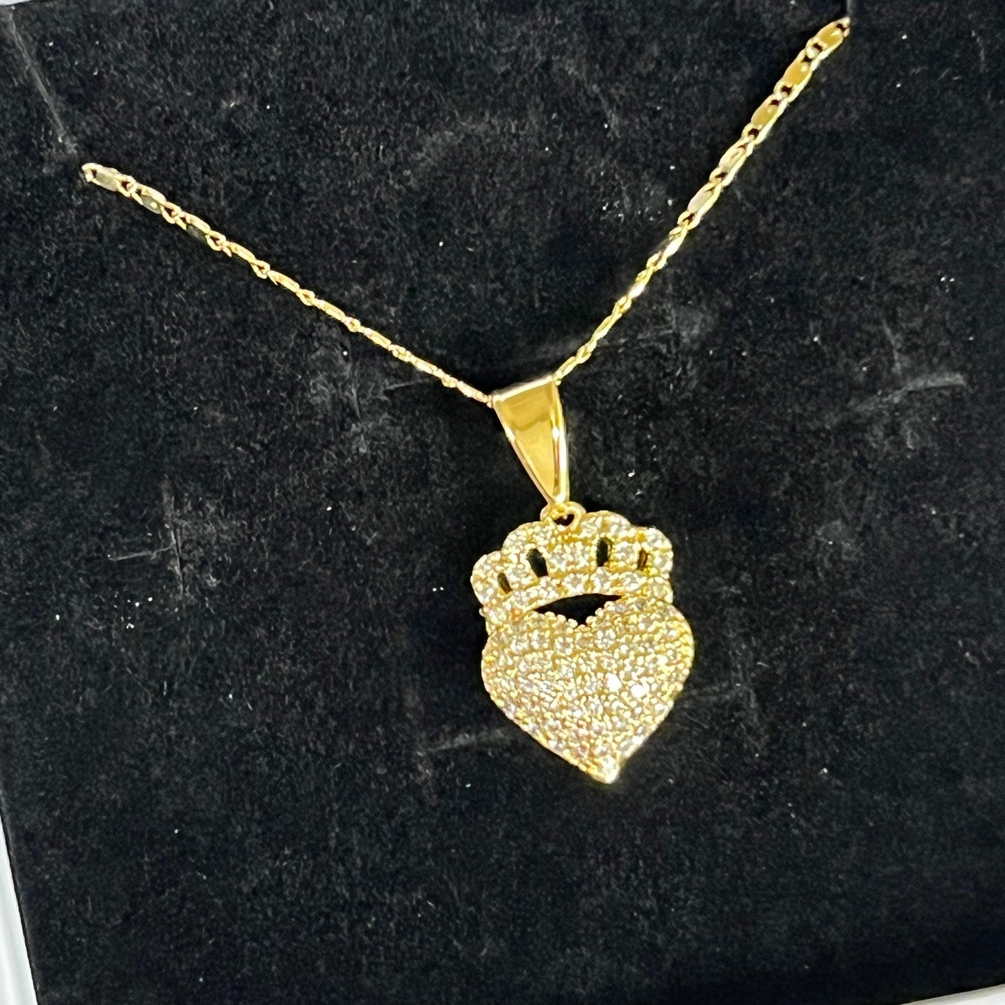 Gold Filled Crown Heart Necklace