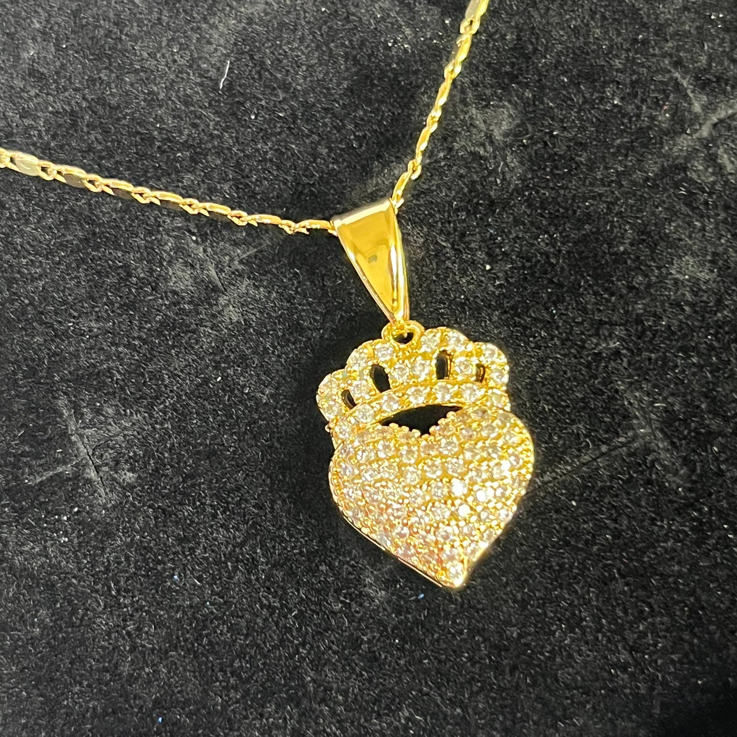 Gold Filled Crown Heart Necklace