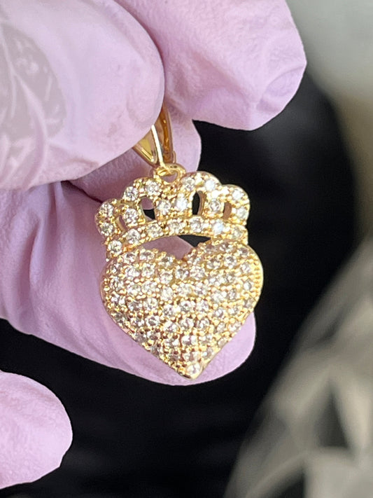 Gold Filled Crown Heart Pendant