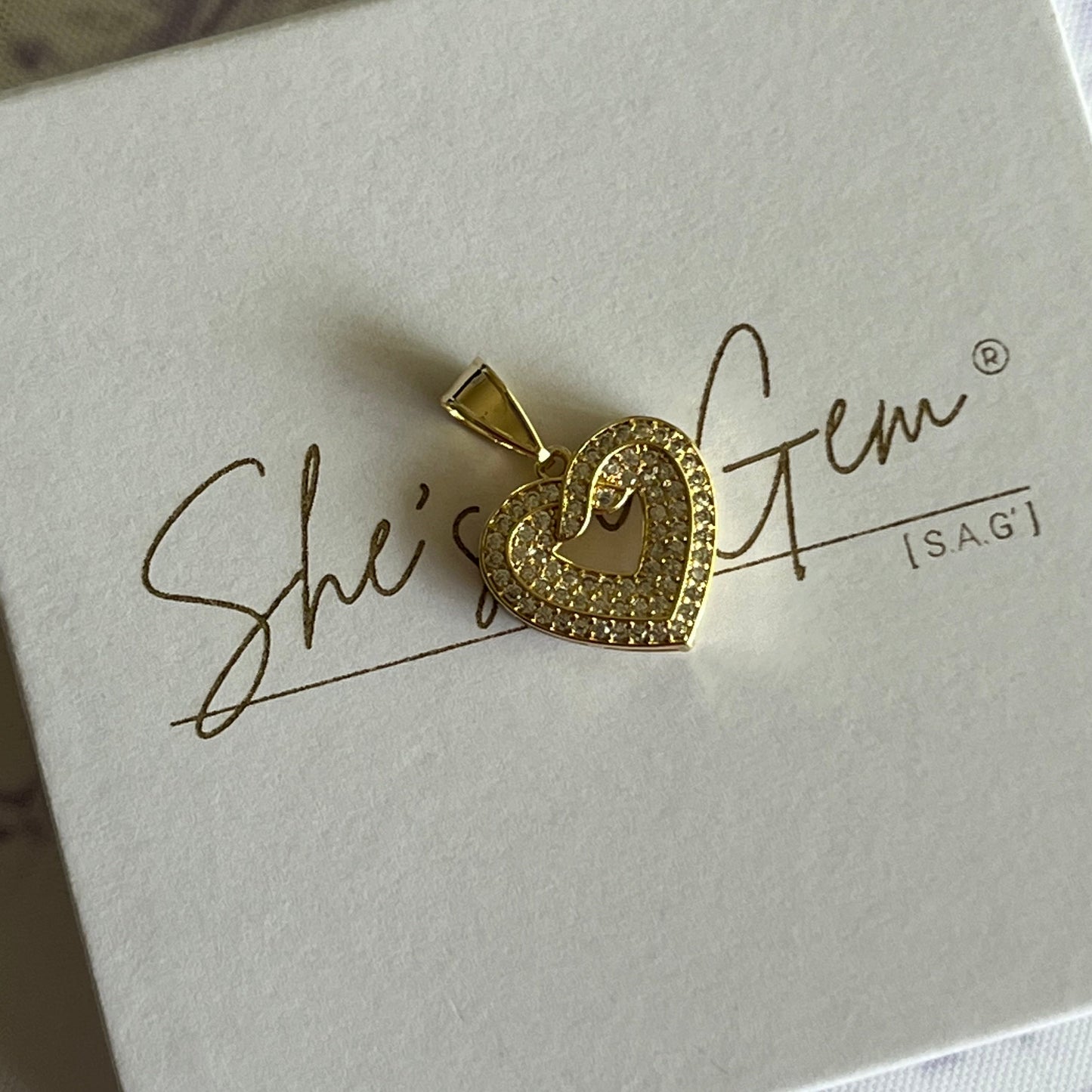 Gold Filled Layered Double Heart Pendant