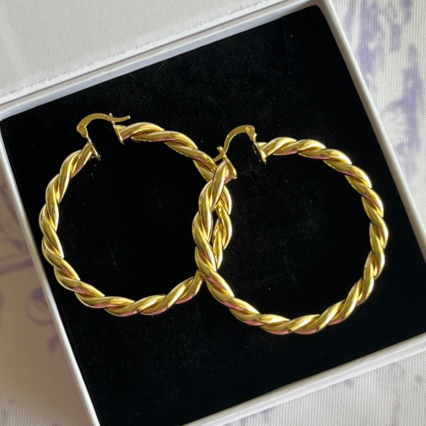 Gold Filled Chunky Twisted Hoop Earrings