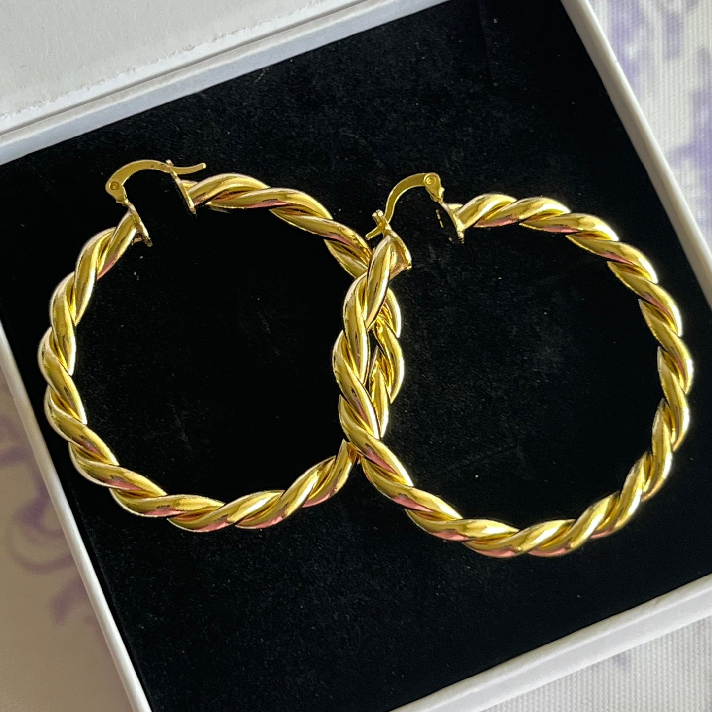 Gold Filled Chunky Twisted Hoop Earrings
