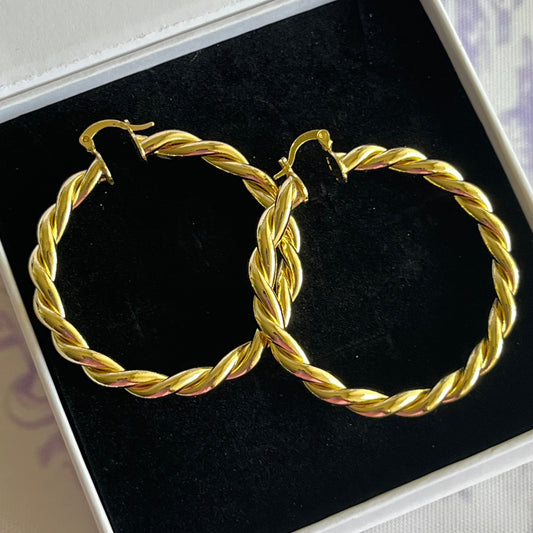 Gold Filled Chunky Twisted Hoop Earrings