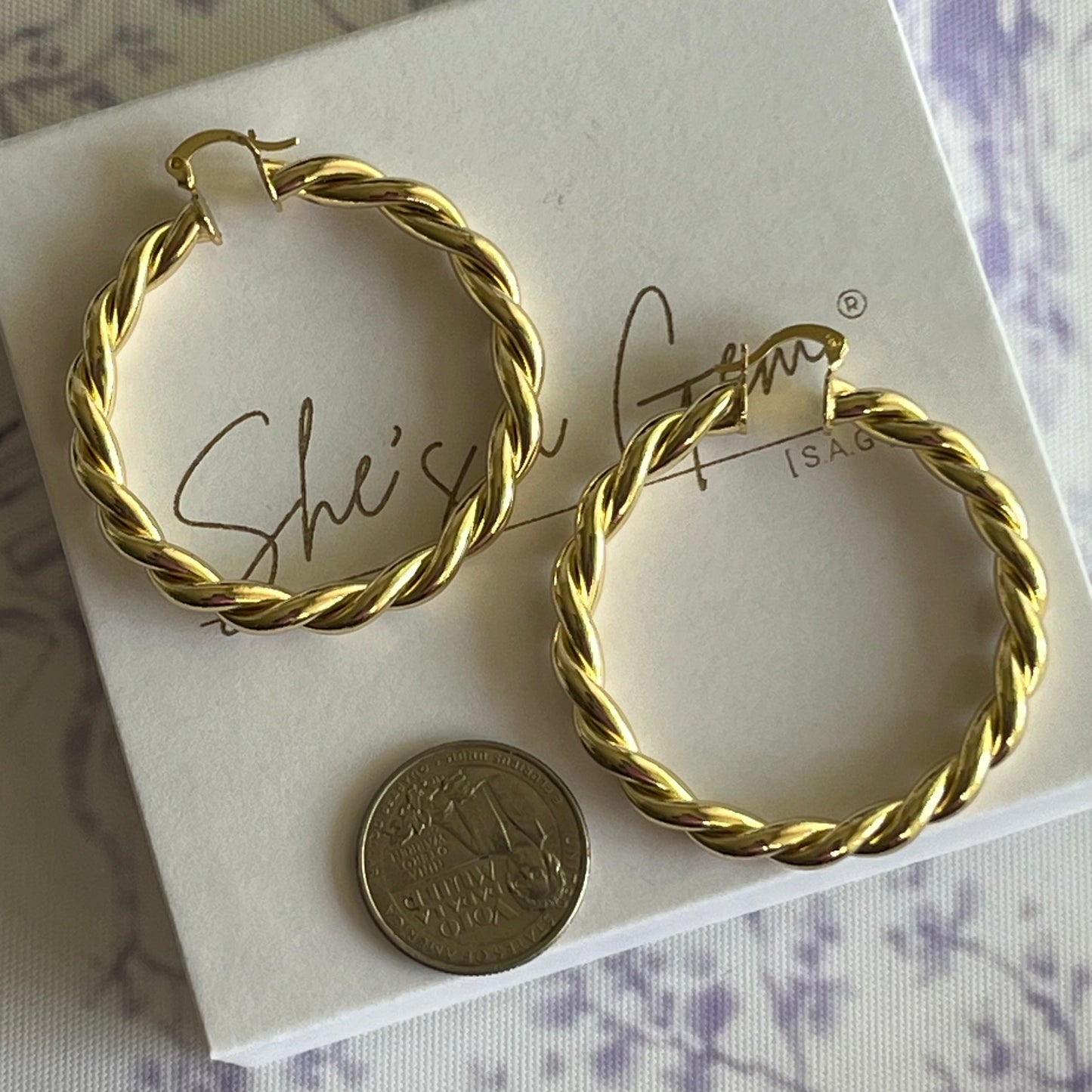 Gold Filled Chunky Twisted Hoop Earrings