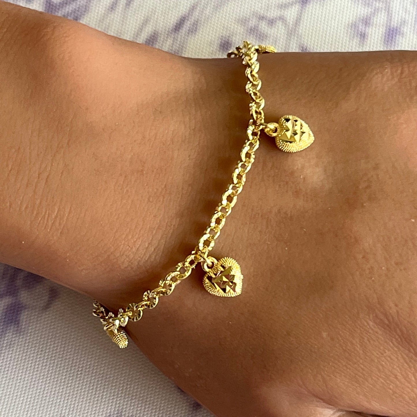 Gold Filled Diamond Cut Heart Bracelet