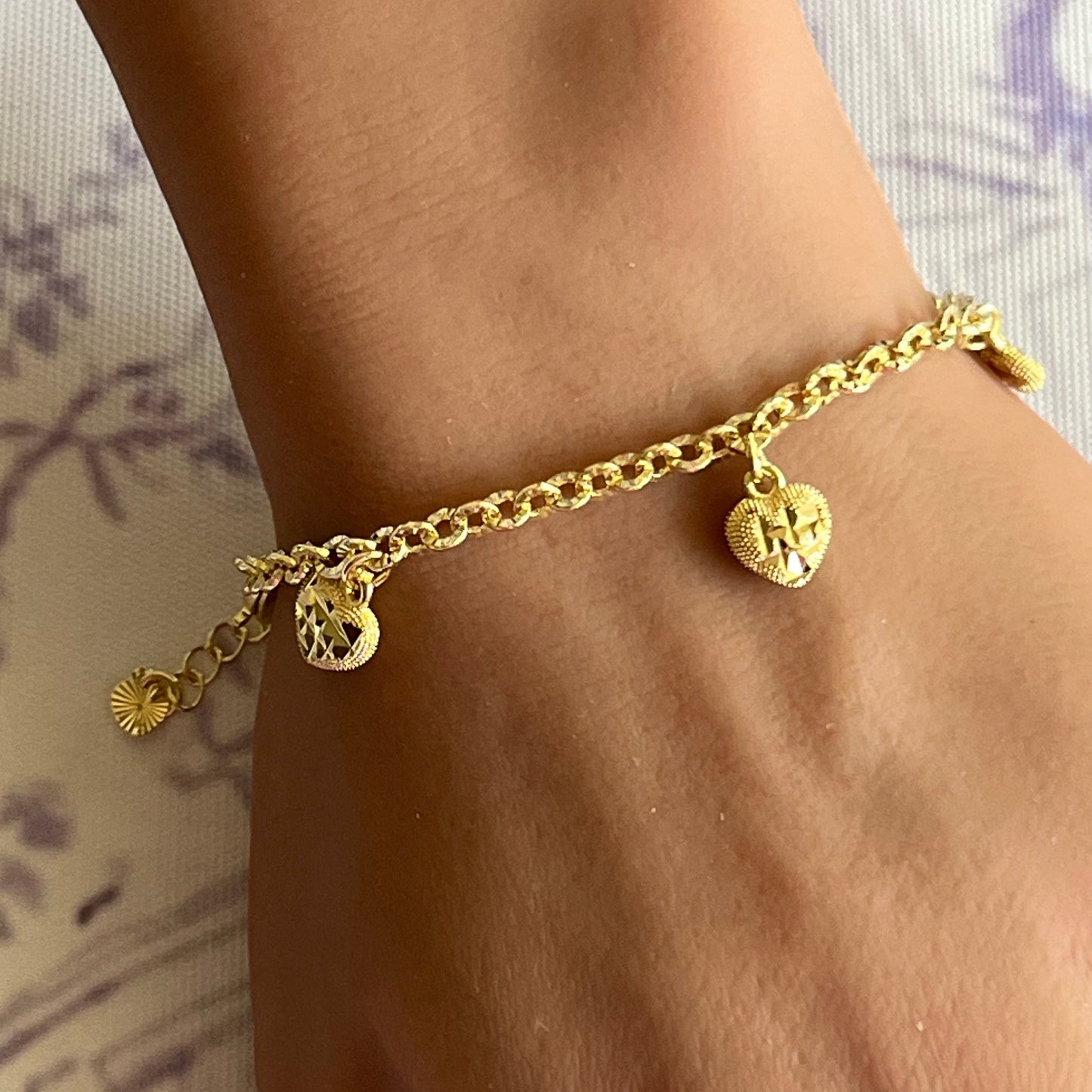Gold Filled Diamond Cut Heart Bracelet
