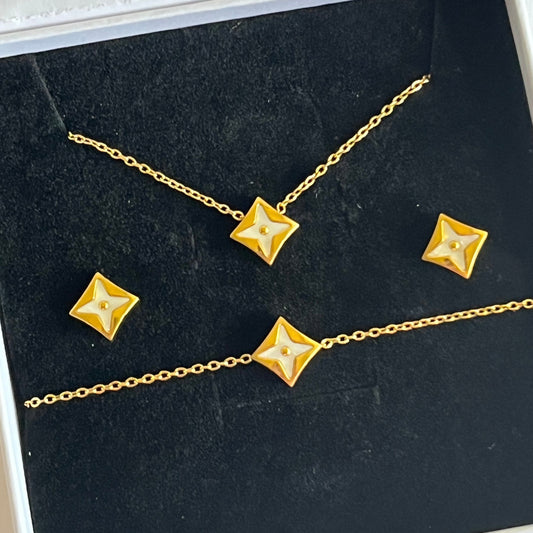 Gold Filled Star Luxe 3 Piece Set- Minimal Charm Necklace, Bracelet & Earrings
