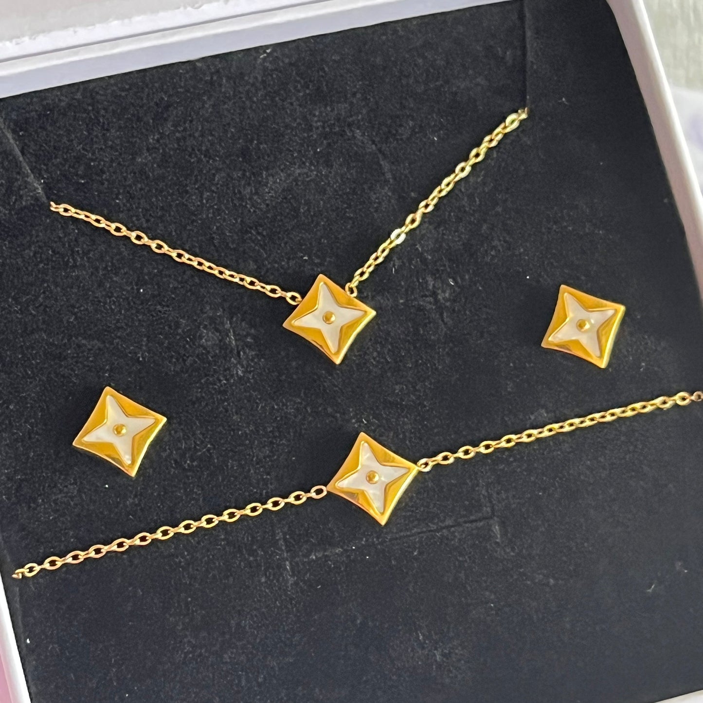 Gold Filled Star Luxe 3 Piece Set- Minimal Charm Necklace, Bracelet & Earrings