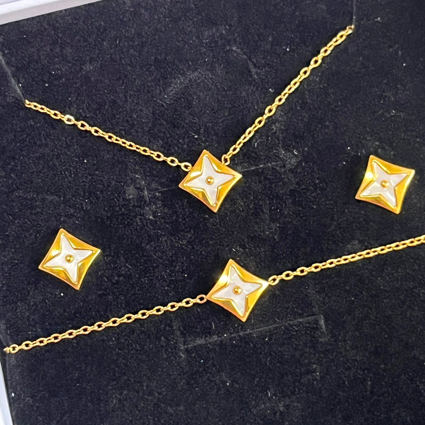 Gold Filled Star Luxe 3 Piece Set- Minimal Charm Necklace, Bracelet & Earrings