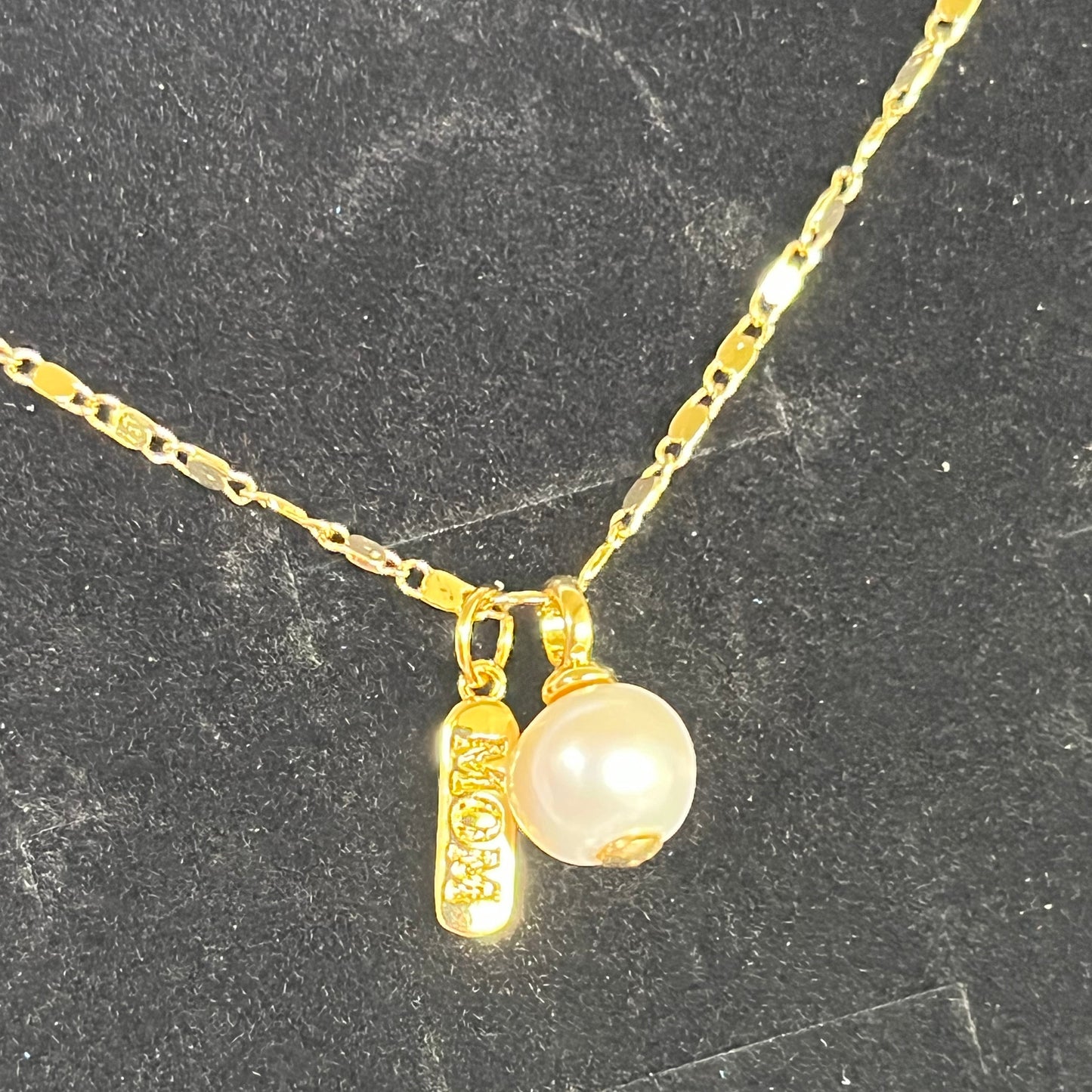 Gold Filled Mom Pearl Charm Necklace