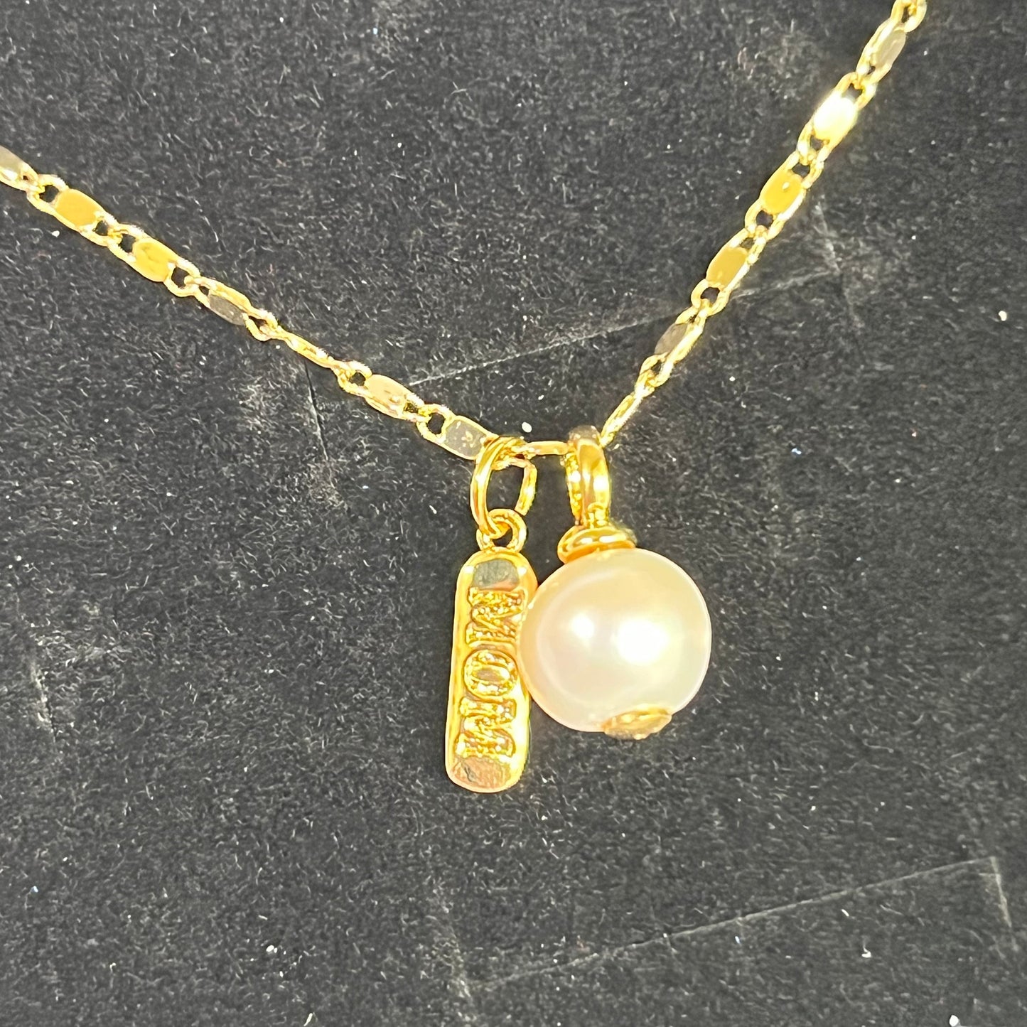 Gold Filled Mom Pearl Charm Necklace