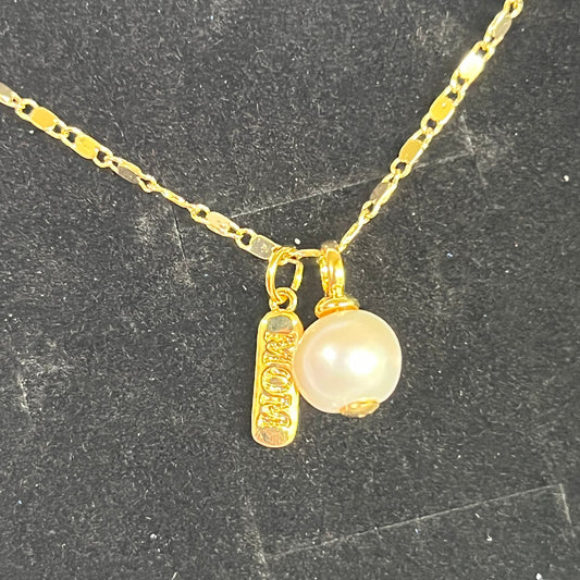 Gold Filled Mom Pearl Charm Necklace